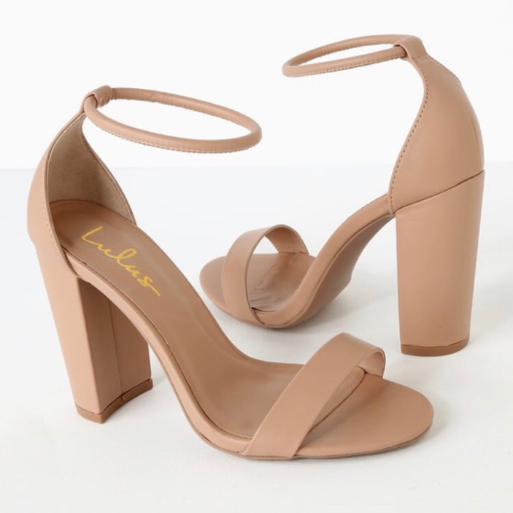 Lulu’s Caleigh Toffee Ankle Strap Heels